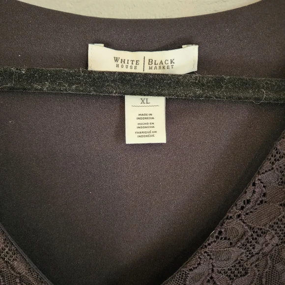 White House Black Market Black Lace Bell Sleeve Blouse - Picture 9 of 11